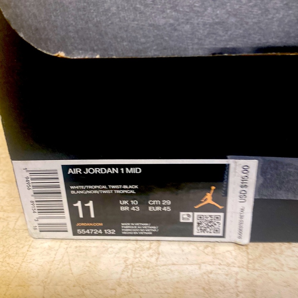 Air Jordan 1 Mid White/Tropical Twist Black